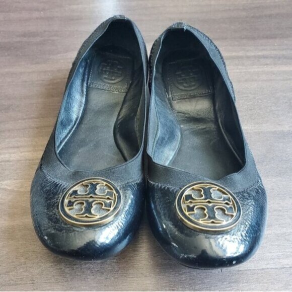 Tory Burch Black Caroline Ballet Flat Shoes Size 7 - Picture 2 of 8
